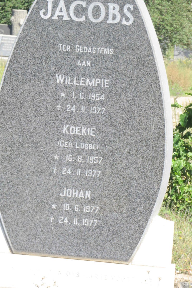 JACOBS Willempie 1954-1977 & Koekie LUBBE 1957-1977 :: JACOBS Johan 1977-1977