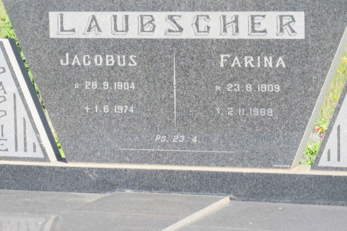 LAUBSCHER Jacobus 1904-1974 & Farina 1909-1988