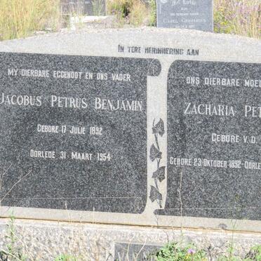 NIEKERK Jacobus Petrus Benjamin 1892-1954 &amp; Zacharia Petronella V.D. MERWE 1892-1972