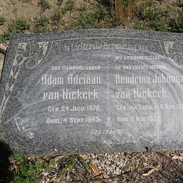 NIEKERK Adam Adriaan, van 1875-1943 &amp; Hendrina Johanna VAN ROOYEN 1881-1932