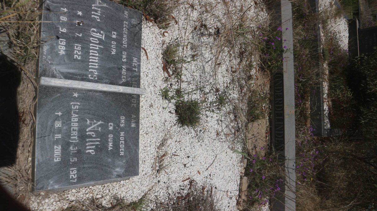ONDERDELINDEN Arie Johannes 1922-1984 & Nellie SLABBERT 1927-2009