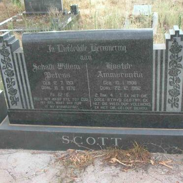 SCOTT Schalk Willem Petrus 1901-1970 &amp; Hester Ammerentia 1905-1962