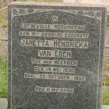 EDEN Janetta Hendrieka nee VAN HEERDEN 1930-1952