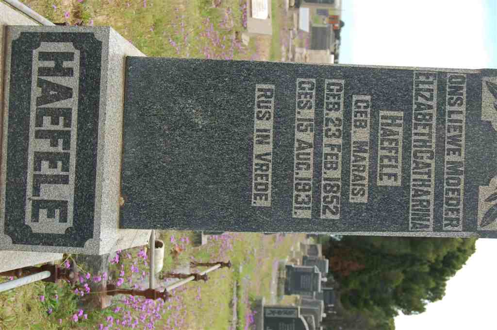 HAEFELE Elizabeth Catharina nee MARAIS 1852-1931