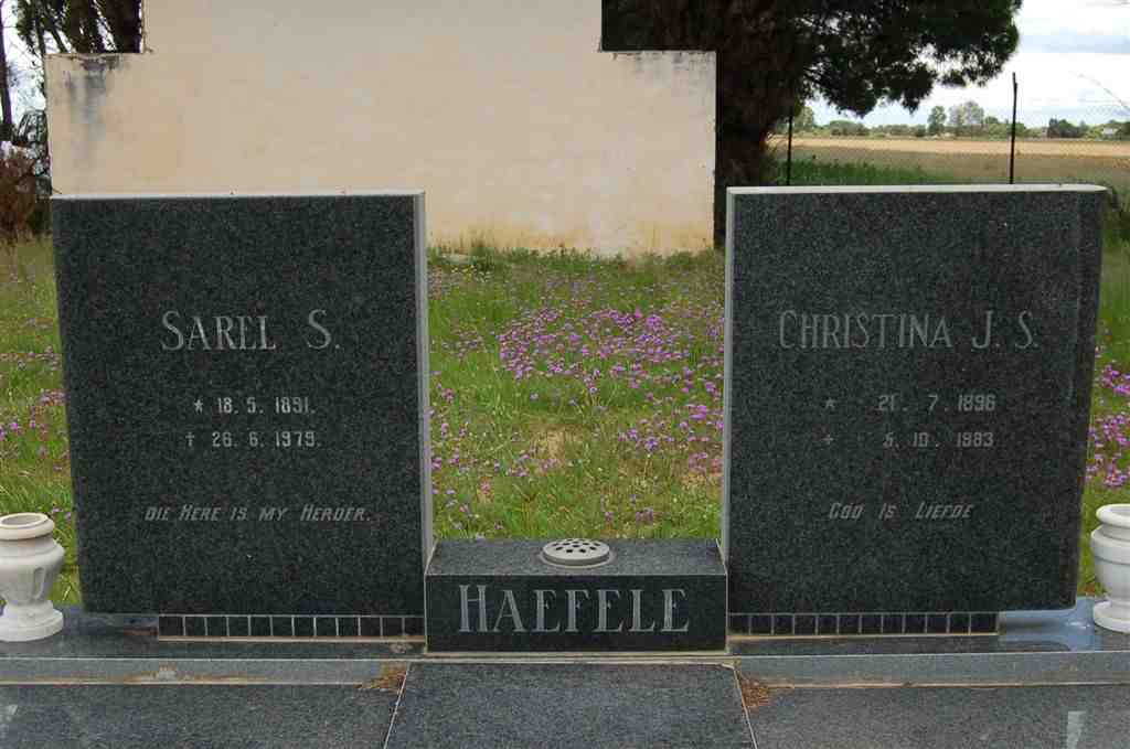 HAEFELE Sarel S. 1891-1979 & Christina J.S. 1896-1983