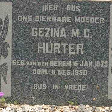 HURTER Gezina M.C. nee VAN DEN BERGH 1879-1950
