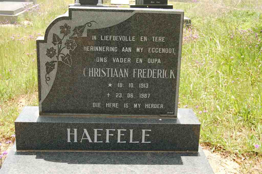 HAEFELE Christiaan Frederick 1913-1987
