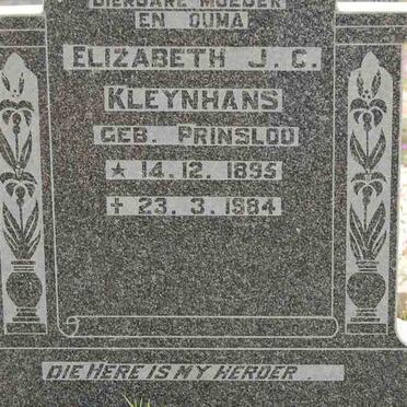 KLEYNHANS Elizabeth J.C. nee PRINSLOO 1895-1984