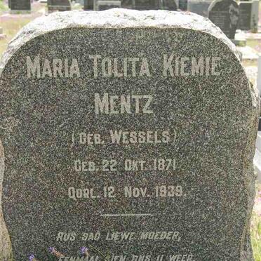 MENTZ Maria Tolita Kiemie nee WESSELS 1971-1939