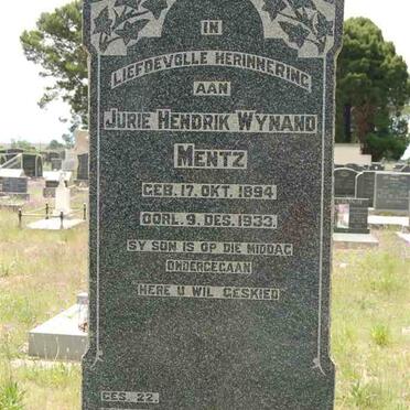 MENTZ Jurie Hendrik Wynand 1894-1933