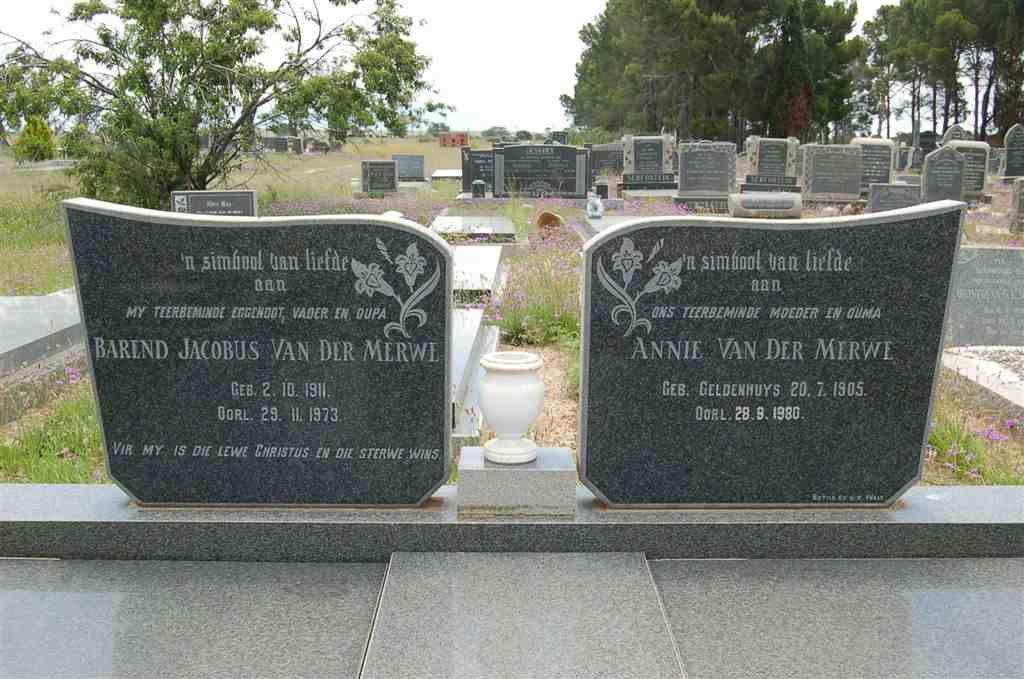 MERWE Barend Jacobus, van der 1911-1973 & Annie GELDENHUYS 1905-1980