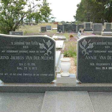 MERWE Barend Jacobus, van der 1911-1973 &amp; Annie GELDENHUYS 1905-1980