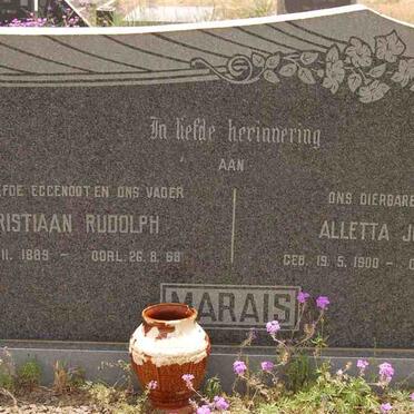 MARAIS Christiaan Rudolph 1889-1968 &amp; Alletta Johanna 1900-