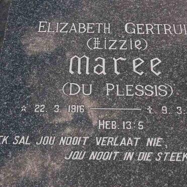 MAREE Elizabeth Gertruida nee DU PLESSIS 1916-2002