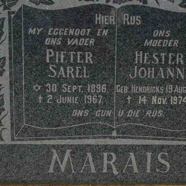 MARAIS Pieter Sarel 1896-1967 &amp; Hester Johanna HENDRICKS 1888-1974