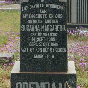 ODENDAAL Susanna Margaretha nee DE VILLIERS 1905-1946