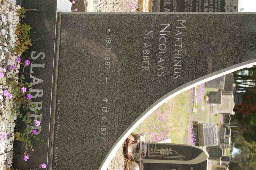 SLABBER Marthinus Nicolaas 1887-1977