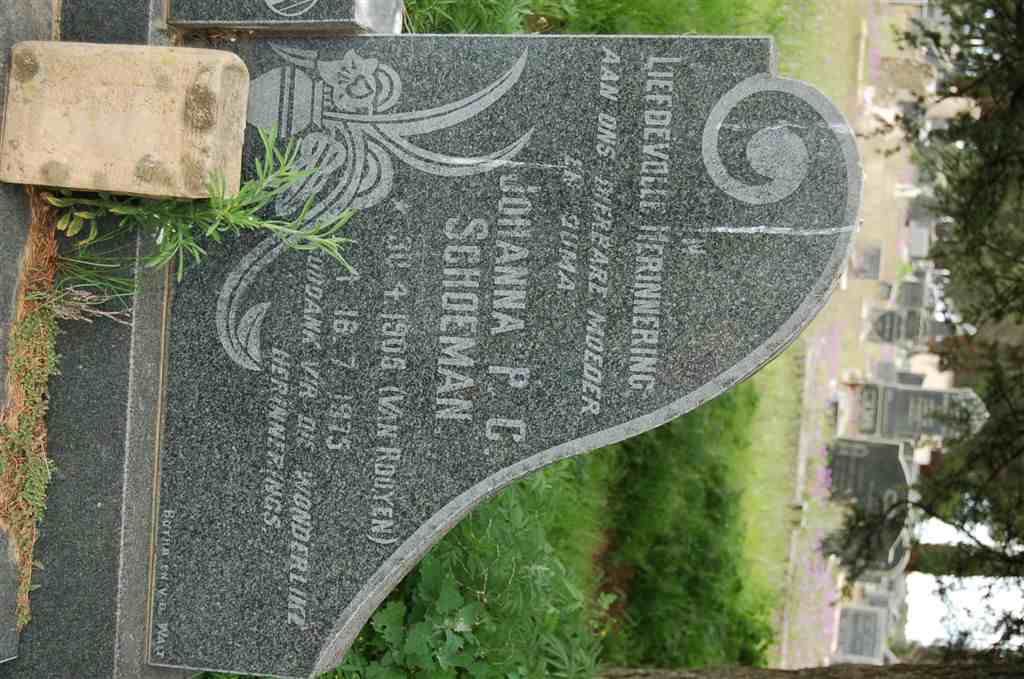 SCHOEMAN Johanna P.C. nee VAN ROOYEN 1905-1975