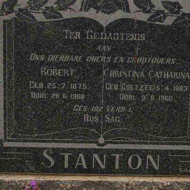 STANTON Robert 1875-1960 &amp; Christina Catharina COETZEE 1883-1960