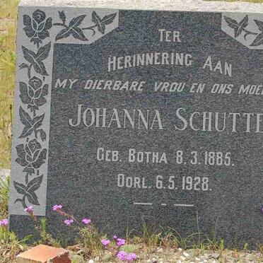 SCHUTTE Johanna nee BOTHA 1885-1928
