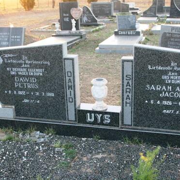 UYS Dawid Petrus 1922-1989 & Sarah Aletta Jacoba 1926-1990