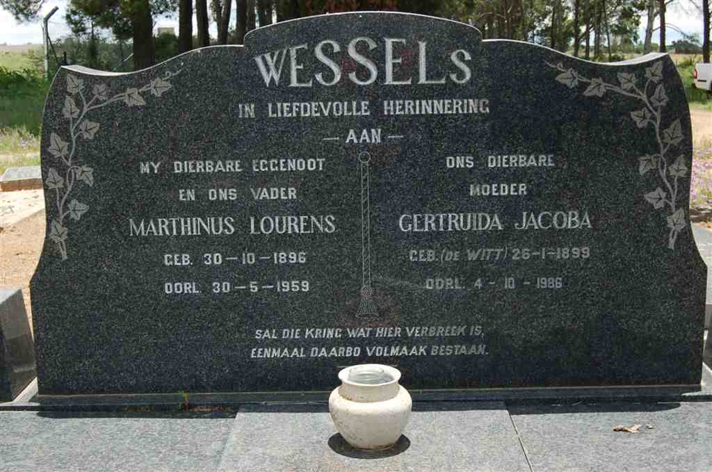 WESSELS Marthinus Lourens 1896-1959 & Gertruida Jacoba DE WITT 1899-1986