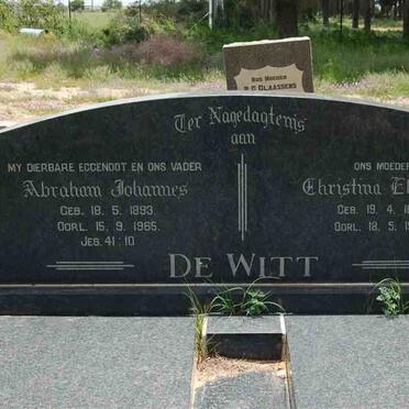 WITT Abraham Johannes, de 1893-1965 &amp; Christina Elizabeth 1896-1972