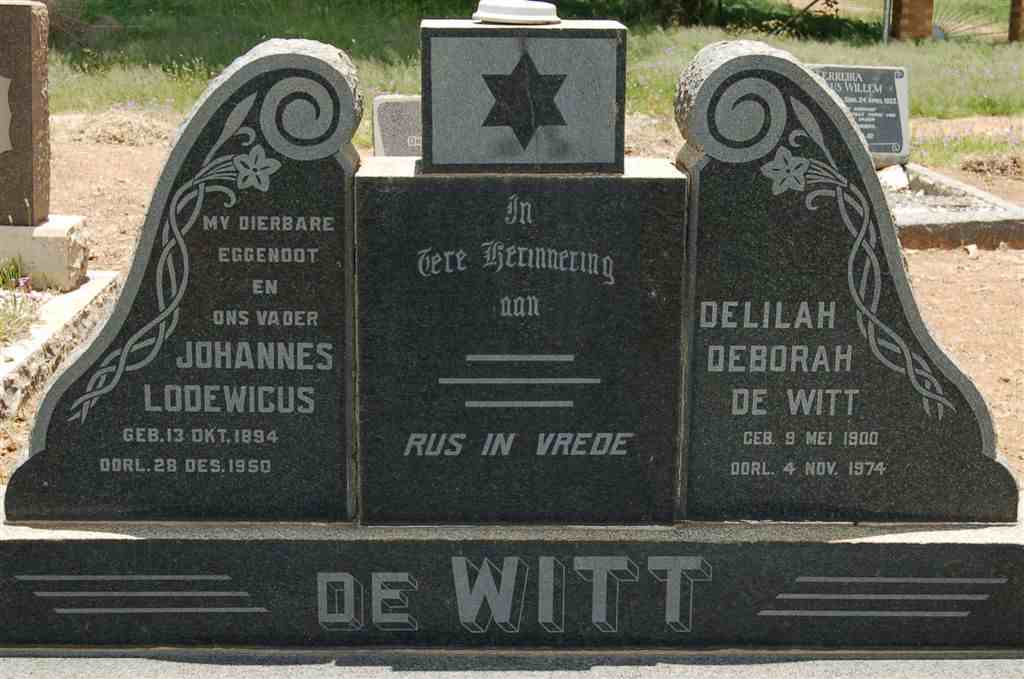 WITT Johannes Lodewicus, de 1894-1950 & Delilah Deborah 1900-1974