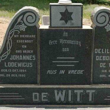 WITT Johannes Lodewicus, de 1894-1950 &amp; Delilah Deborah 1900-1974