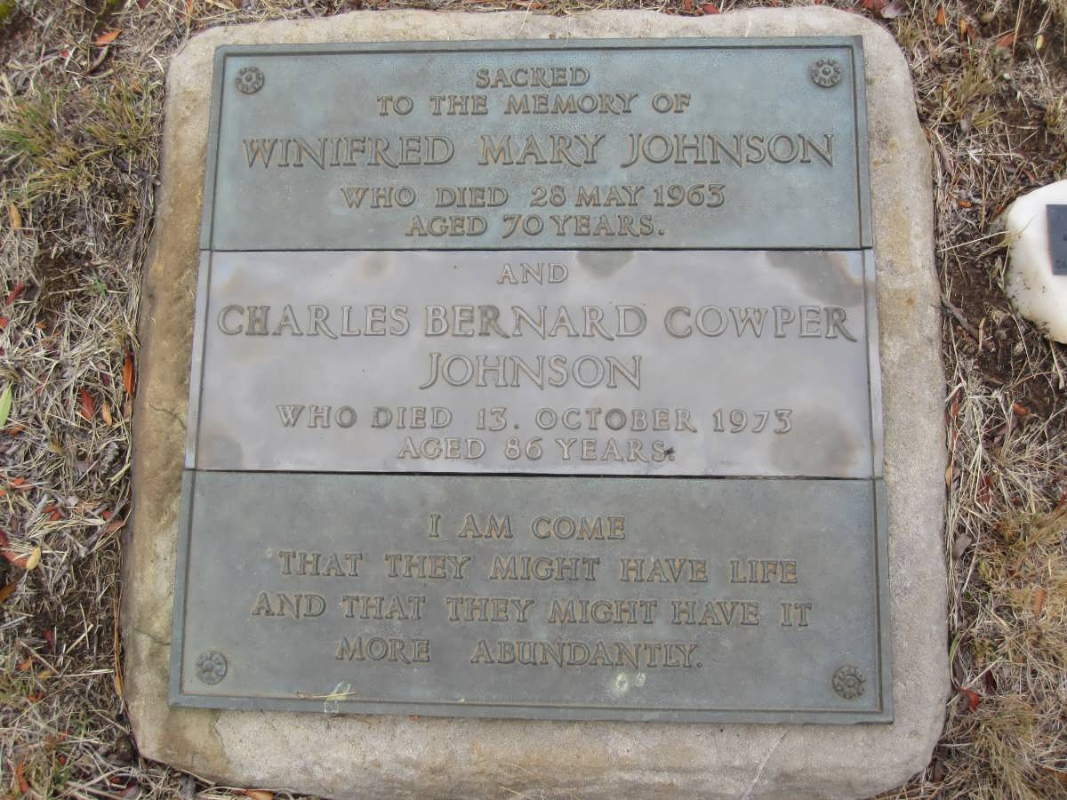 JOHNSON Charles Bernard Cowper -1973 & Winifred Mary -1963