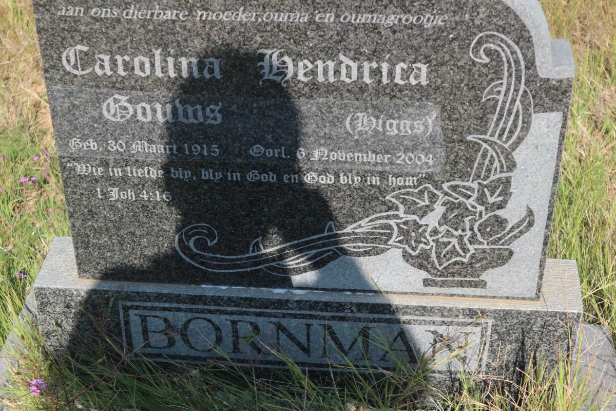 BORNMAN Johan Christiaan 1906-1960 & Carolina Hendrina Gouws HIGGS 1915-2004