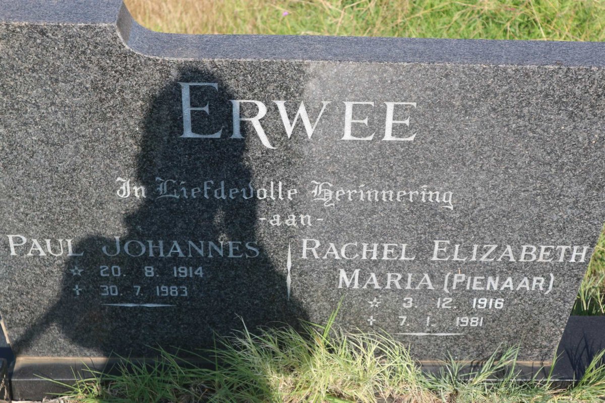 ERWEE Paul Johannes 1914-1983 & Rachel Elizabeth Maria PIENAAR 1916-1981