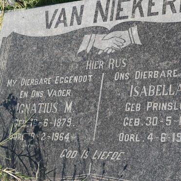 NIEKERK Ignatius M., van 1879-1964 &amp; Isabella J. PRINSLOO 1887-1968