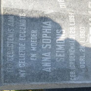 SEIMONS Anna Sophia nee GROENEWALD 1894-1960