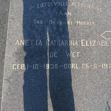 WYK Johannes Gerhardus Human, van 1933-1967 &amp; Anetta Catharina Elizabeth DE WET 1930-1977