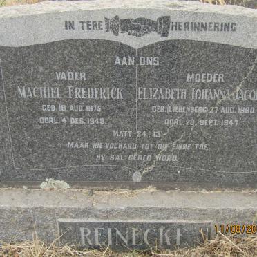 REINECKE Machiel Frederick 1875-1949 &amp; Elizabeth Johanna Jacoba LIEBENBERG 1880-1947