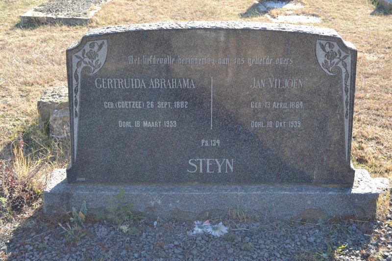 STEYN Jan Viljoen 1884-1939 & Gertruida Abrahama COETZEE 1882-1953