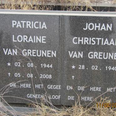 GREUNEN Johan Christiaan, van 1940- &amp; Patricia Loraine 1944-2008