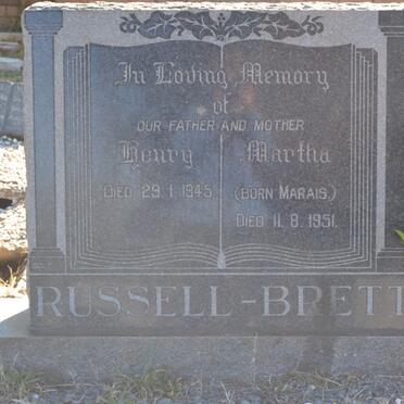 BRETT Henry, RUSSELL  -1945 &amp; Martha MARAIS -1951