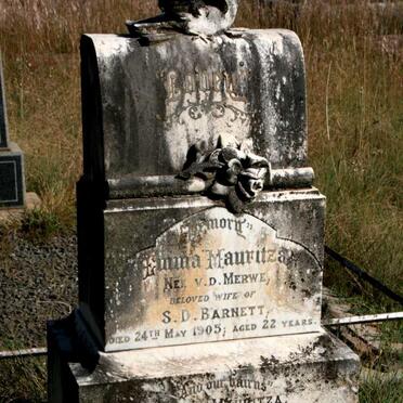 BARNETT Emma Mauritza nee V.D. MERWE -1905 :: BARNETT Emma Mauritza 1905-1905 :: BARNETT Sidney Dean 1905-1905