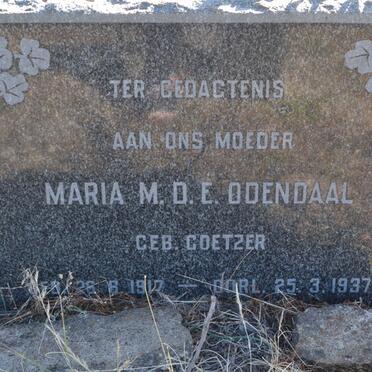 ODENDAAL Maria M.D.E. nee COETZER 1917-1937