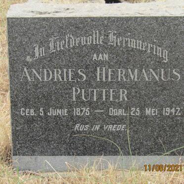 PUTTER Andries Hermanus 1875-1947