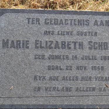 SCHOEMAN Marie Elizabeth nee JONKER 1885-1949