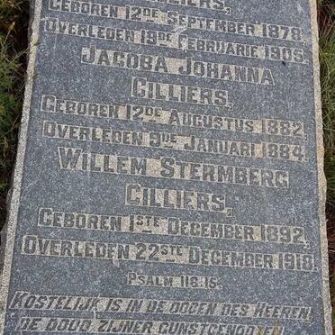 CILLIERS Anna Catharina 1878-1905 :: CILLIERS Jacoba Johanna 1882-1884 :: CILLIERS Willem Stermberg 1892-1918
