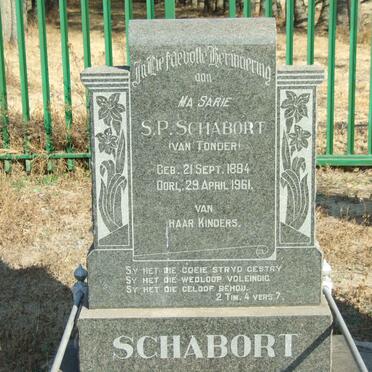 SCHABORT S.P., nee VAN TONDER  1884-1961