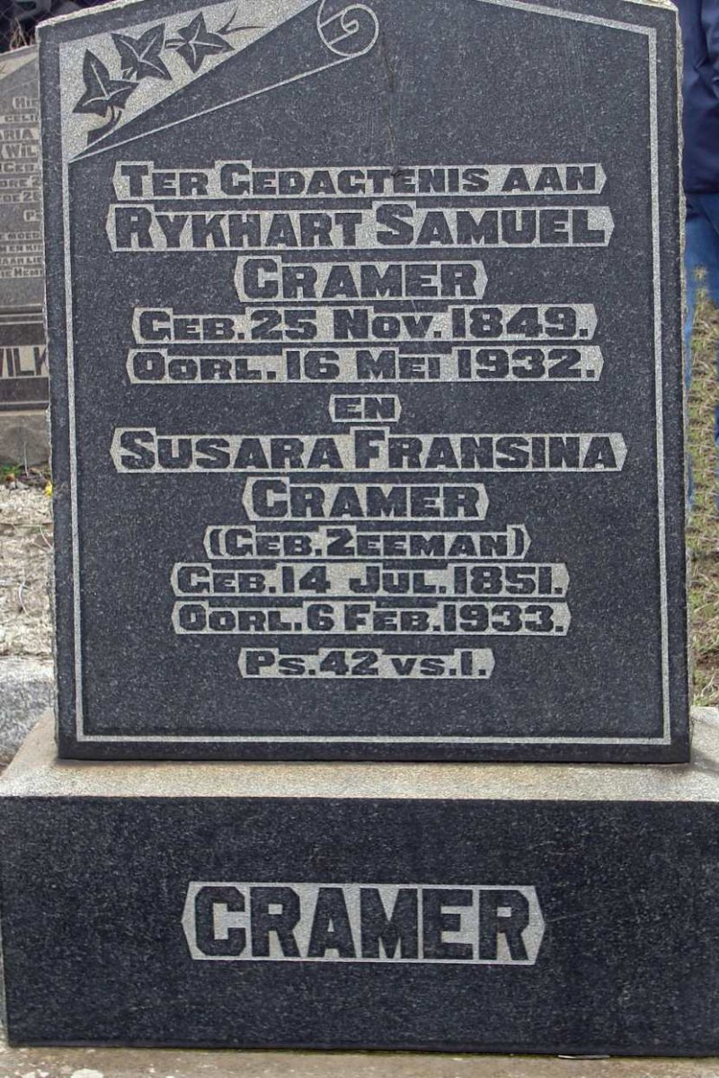 CRAMER Rykhart Samuel 1849-1932 & Susara Fransina ZEEMAN 1851-1933