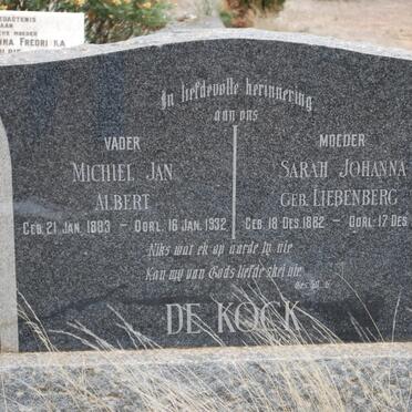 KOCK Michiel Jan Albert, de 1883-1932 &amp; Sarah Johanna LIEBENBERG 1882-1942