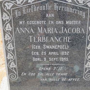 TERBLANCHE Anna Maria Jacoba nee SWANEPOEL 1892-1945