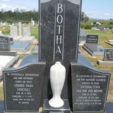 BOTHA Eduard Roos 1915-1980 &amp; Victoria Festa VAN DER MERWE 1916-1980