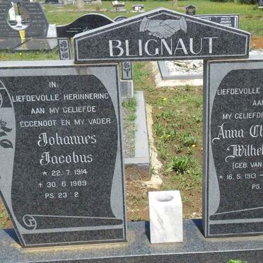 BLIGNAUT Johannes Jacobus 1914-1989 &amp; Anna Christina Wilhelmina VAN NIEKERK 1913-1990